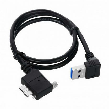 Down Direction Right Angled 90 Degree USB 3.0 A plug to Micro B Plug Left Angled locking screws Panel Cable 40cm U3-078-LE