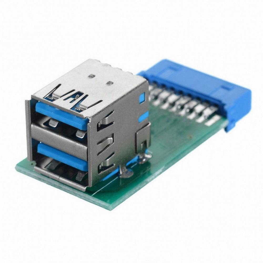 Vertical Dual USB 3.0 A Type Female to Motherboard 20 Pin Box Header Slot Adapter PCBA U3-080