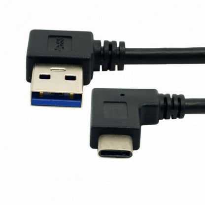 Reversible USB 3.1 USB-C Angled to 90 Degree Left Angled A Male Data Cable for Laptop Tablet Mobile Phone UC-089-LE