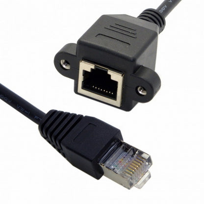 30cm 8P8C FTP STP UTP Cat 5e Male to Female Lan Ethernet Network Extension Cable with Panel Mount Holes UT-011-BK