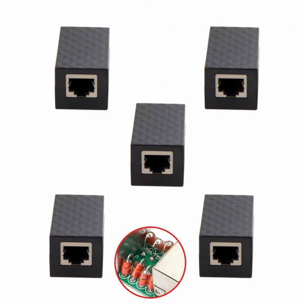5pcs/lot Lightning Protection RJ45 UTP STP CAT6 CAT5e Female to Female Network Lan Adapter Extender UT-013-5PCS