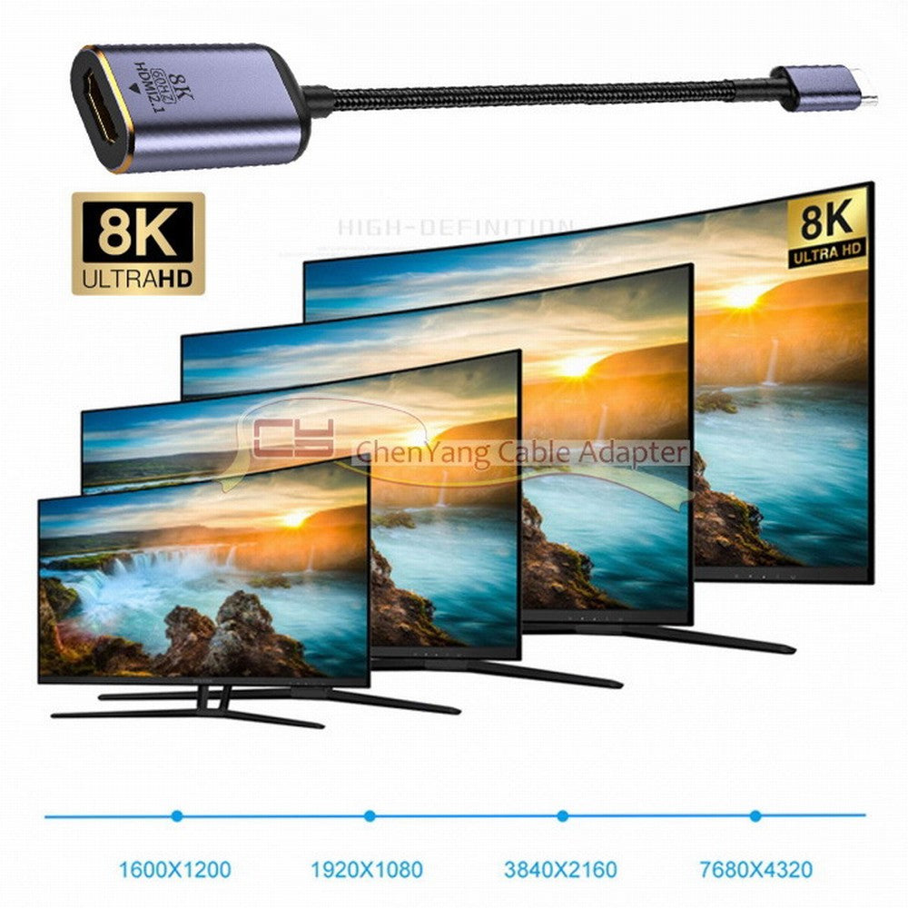 USB4 USB-C Type-C Source to Female HDMI 2.1 Cable Display 8K 60HZ UHD 4K HDMI Male Monitor UC-006-H8K