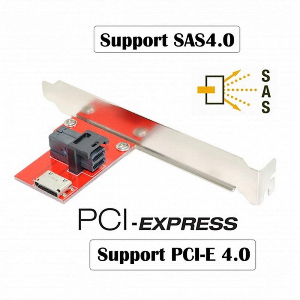 PCI-Express 4.0 Mini SAS HD SFF-8643 to Oculink SFF-8611 SFF-8612 PCBA Female Adapter With Bracket SF-042