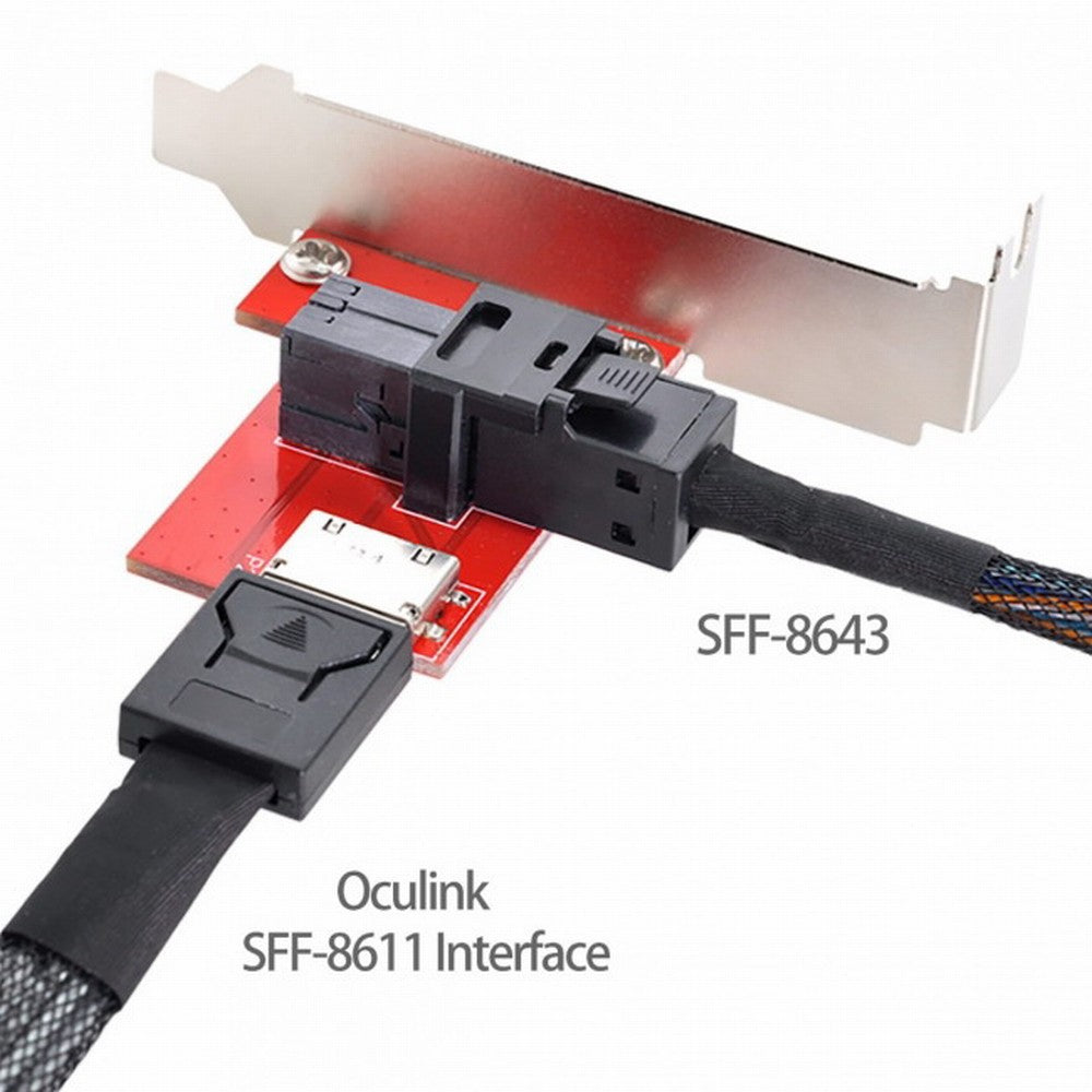 PCI-Express 4.0 Mini SAS HD SFF-8643 to Oculink SFF-8611 SFF-8612 PCBA Female Adapter With Bracket SF-042
