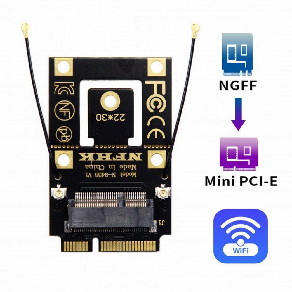 NGFF M.2 Key-A to Mini PCI-E PCI Express Converter Adapter for 9260 8265 7260 AC Wifi Bluetooth Wireless Card EP-015