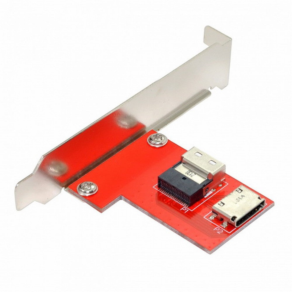 PCI-Express 4.0 Slimline SAS SFF-8654 to Oculink SFF-8611 SFF-8612 PCBA Female Adapter With Bracket SF-043