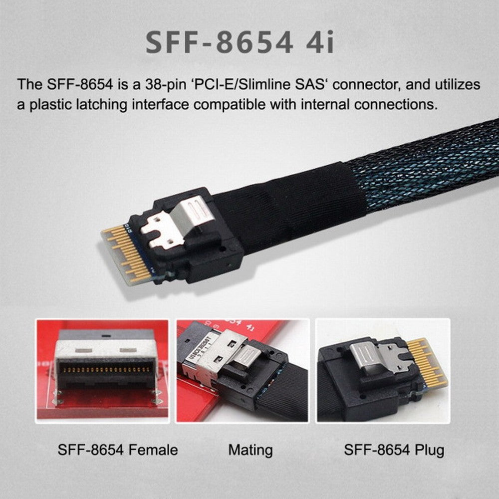 PCI-Express 4.0 Slimline SAS SFF-8654 to Oculink SFF-8611 SFF-8612 PCBA Female Adapter With Bracket SF-043