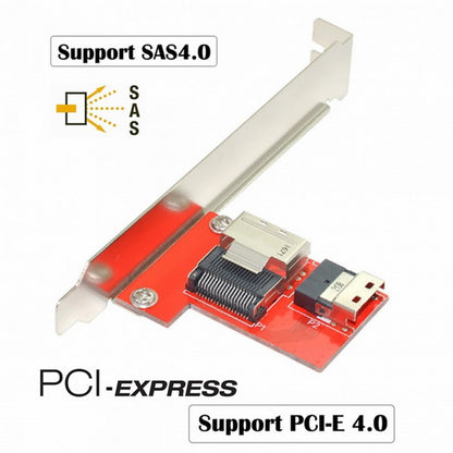 PCI-Express 4.0 Slimline SAS SFF-8654 to Mini SAS SFF-8087 PCBA Female Adapter With Bracket SF-045