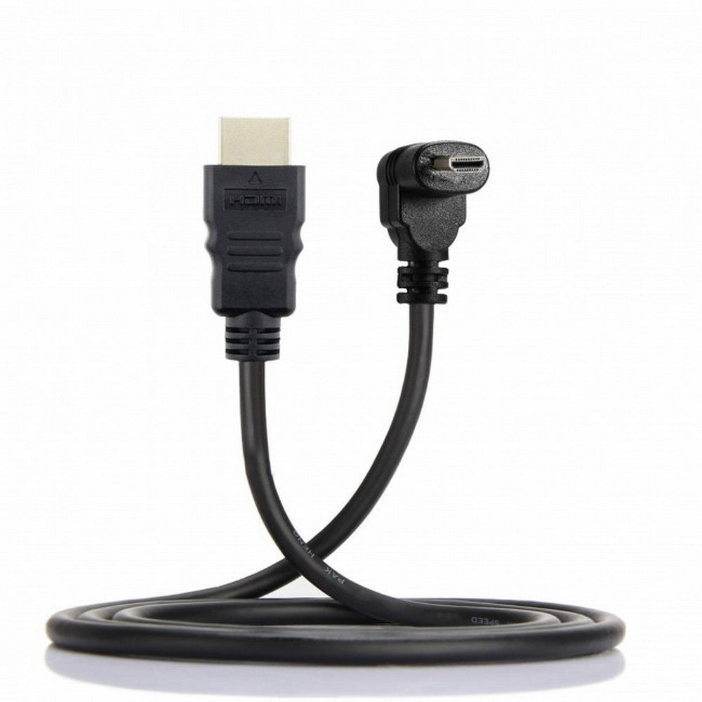 Down Angled 90 Degree Micro HDMI to HDMI Male HDTV Cable for Cell Phone Tablet Camera HD-066-DN
