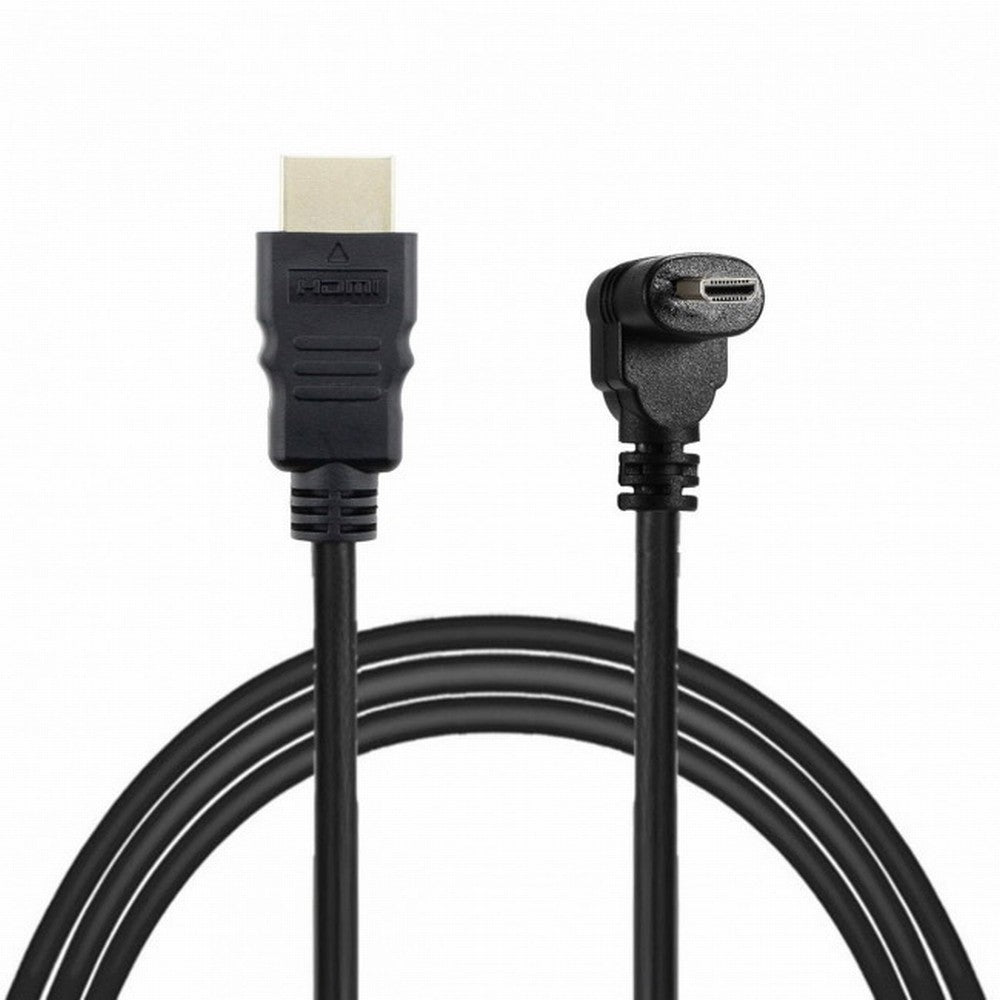 Down Angled 90 Degree Micro HDMI to HDMI Male HDTV Cable for Cell Phone Tablet Camera HD-066-DN