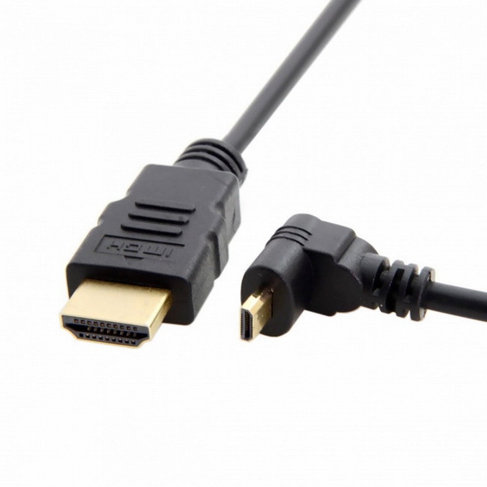 Down Angled 90 Degree Micro HDMI to HDMI Male HDTV Cable for Cell Phone Tablet Camera HD-066-DN