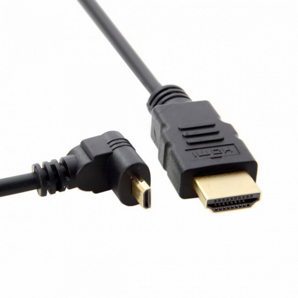 Down Angled 90 Degree Micro HDMI to HDMI Male HDTV Cable for Cell Phone Tablet Camera HD-066-DN