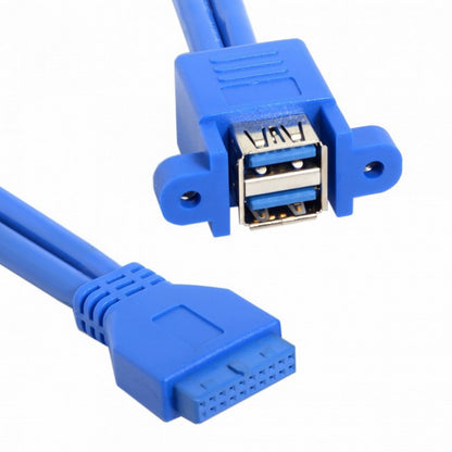 Stackable USB 3.0 Female Panel Type to Motherboard 20Pin Header Cable Dual Ports 50cm U3-021