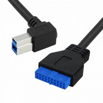 90 Degree Left angled USB 3.0 B Type Male to 3.0 Motherboard 19pin Header Cable 50cm U3-060