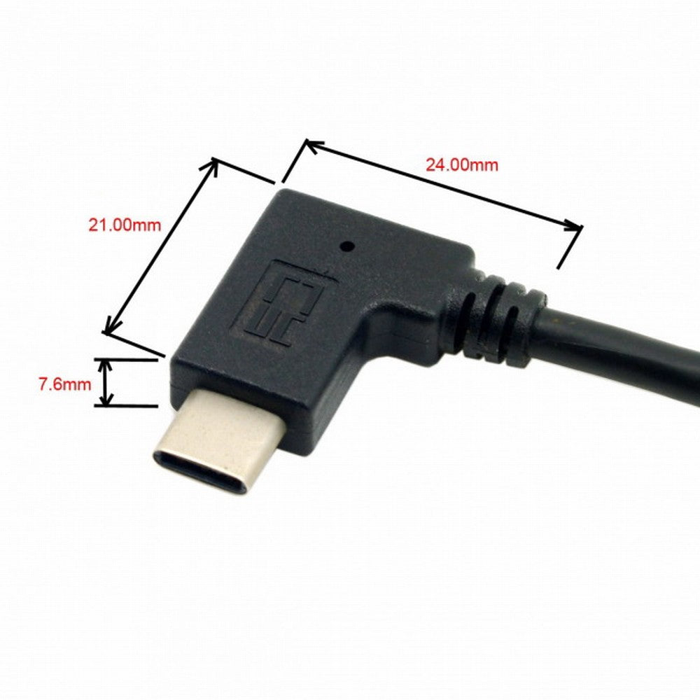 Reversible USB 3.1 USB-C Angled to 90 Degree Left Angled A Male Data Cable for Laptop Tablet Mobile Phone UC-089-LE