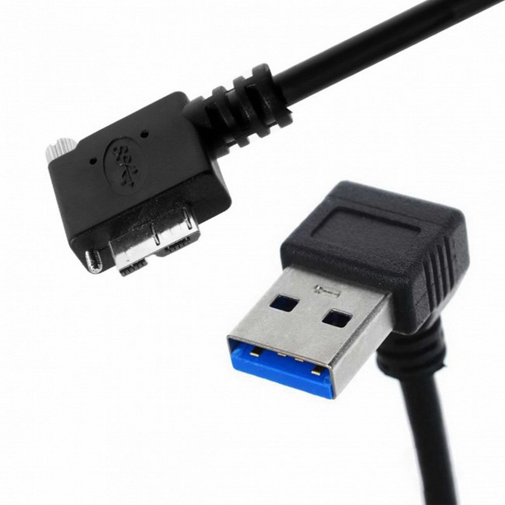 Down Direction Right Angled 90 Degree USB 3.0 A plug to Micro B Plug Left Angled locking screws Panel Cable 40cm U3-078-LE