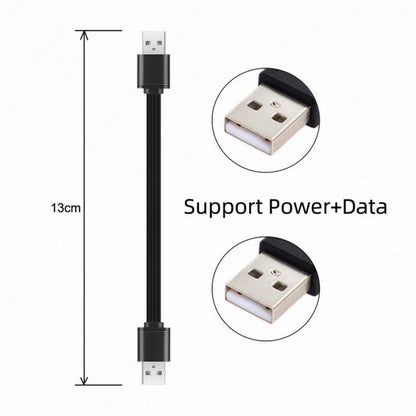 13cm USB 2.0 Type-A Male to Type-A Male Data Flat Slim FPC Cable for FPV Disk Phone U2-028-BK-0.13M