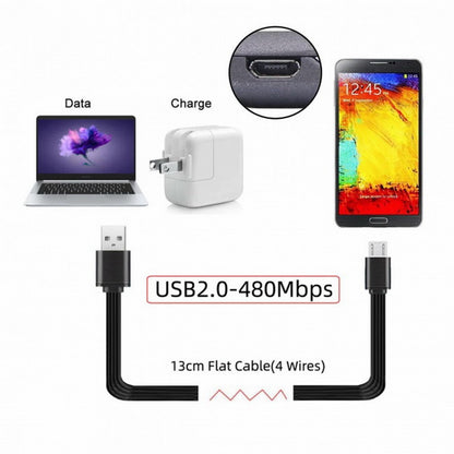 13cm USB 2.0 Type-A Male to Micro USB Male Data Flat Slim FPC Cable for FPV Disk Phone U2-036-BK-0.13M