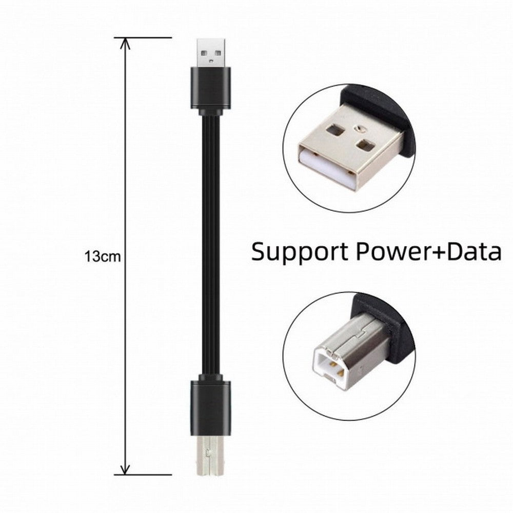 13cm USB 2.0 Type-A Male to Type-B Male Data Flat Slim FPC Cable for Scanner Disk Printer U2-060-BK-0.13M