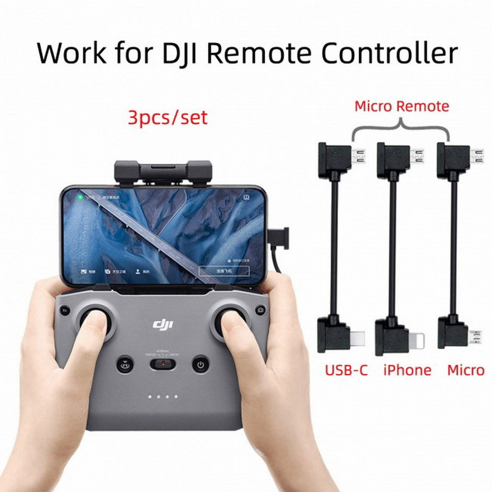 3pcs/set Remote Controller Data Cable Type-C Micro 8P to Micro USB for Mavic Pro Platinum Mavic Park RC Accessories U2-041