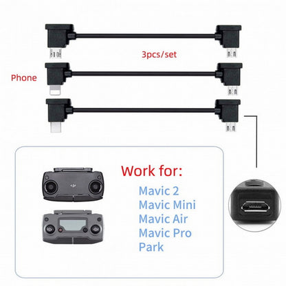 3pcs/set Remote Controller Data Cable Type-C Micro 8P to Micro USB for Mavic Pro Platinum Mavic Park RC Accessories U2-041
