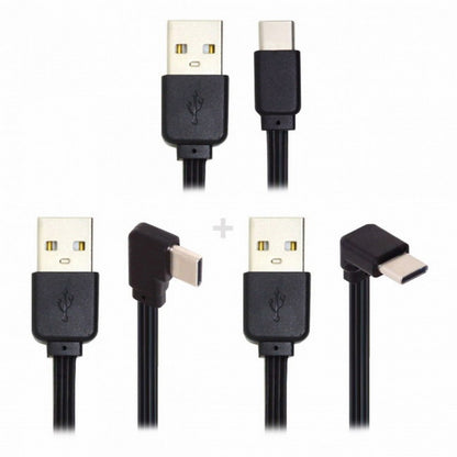 3pcs/lot 13cm USB 2.0 Type-A Male to USB-C Type-C Male Angled Data Flat Slim FPC Cable for FPV Disk Phone UC-096-BK+UC-096-RI+UC-096-UP