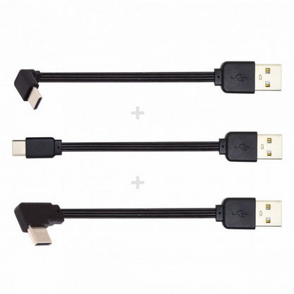 3pcs/lot 13cm USB 2.0 Type-A Male to USB-C Type-C Male Angled Data Flat Slim FPC Cable for FPV Disk Phone UC-096-BK+UC-096-RI+UC-096-UP