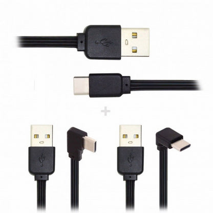 3pcs/lot 13cm USB 2.0 Type-A Male to USB-C Type-C Male Angled Data Flat Slim FPC Cable for FPV Disk Phone UC-096-BK+UC-096-RI+UC-096-UP