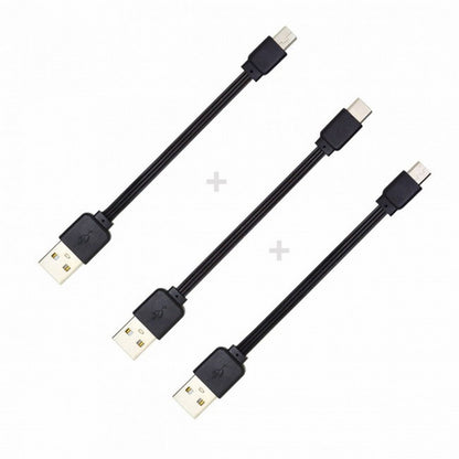 3pcs/lot 13cm USB 2.0 Type-A to Mini Micro USB Type-C Male Data Flat Slim FPC Cable for FPV Disk Phone U2-036-BK+U2-042-BK+UC-096-BK