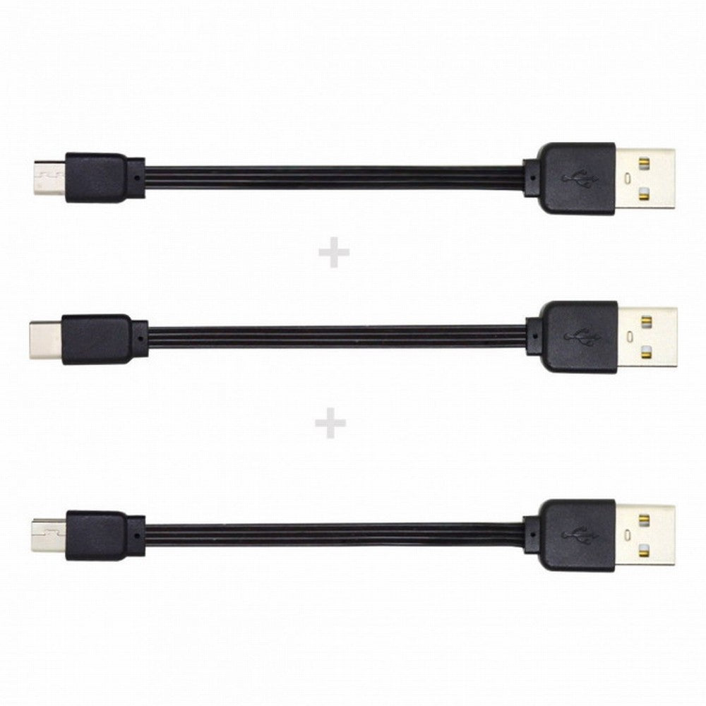 3pcs/lot 13cm USB 2.0 Type-A to Mini Micro USB Type-C Male Data Flat Slim FPC Cable for FPV Disk Phone U2-036-BK+U2-042-BK+UC-096-BK