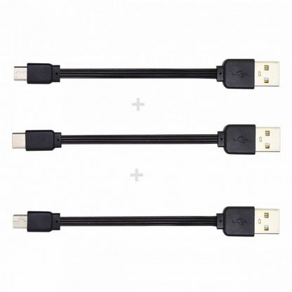 3pcs/lot 13cm USB 2.0 Type-A to Mini Micro USB Type-C Male Data Flat Slim FPC Cable for FPV Disk Phone U2-036-BK+U2-042-BK+UC-096-BK