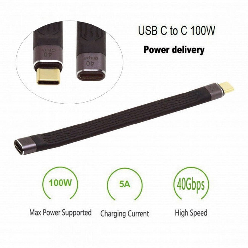 USB4 Extension Cable 13cm Slim Flat Male to Female 40Gbps with 100W Charging and 8K@60Hz Compatible with Thunderbolt3/4 UC-040-0.13M