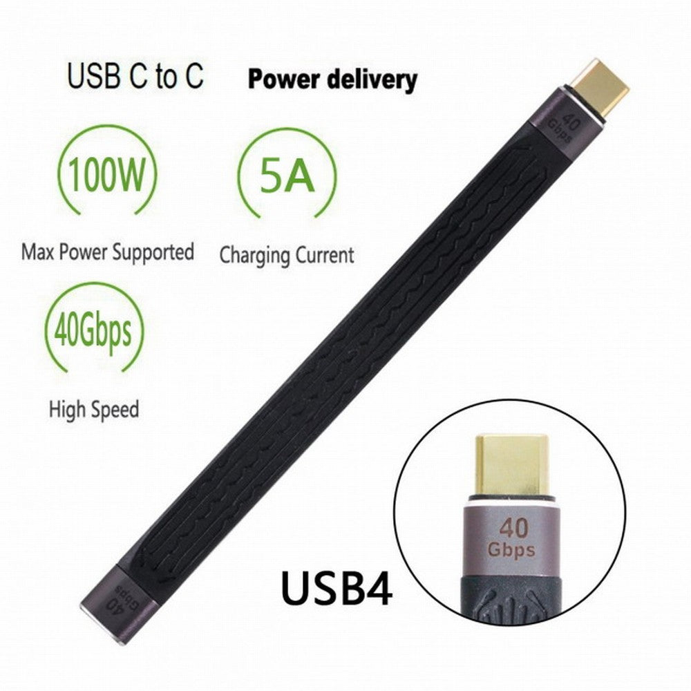 USB4 Extension Cable 13cm Slim Flat Male to Female 40Gbps with 100W Charging and 8K@60Hz Compatible with Thunderbolt3/4 UC-040-0.13M