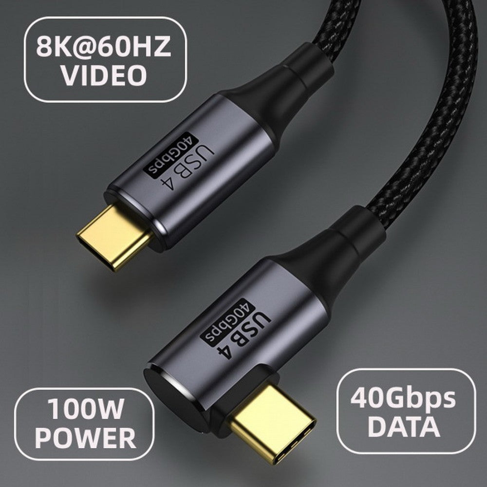 Angled USB4 Cable 40Gbps with 100W Charging and 8K@60Hz 5K@60Hz USB4.0 Compatible with Thunderbolt3/4 CC-UC-076-RI