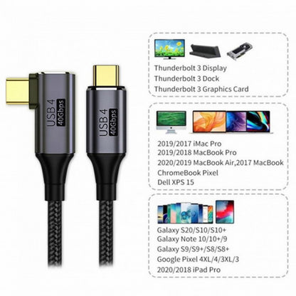 Angled USB4 Cable 40Gbps with 100W Charging and 8K@60Hz 5K@60Hz USB4.0 Compatible with Thunderbolt3/4 CC-UC-076-RI