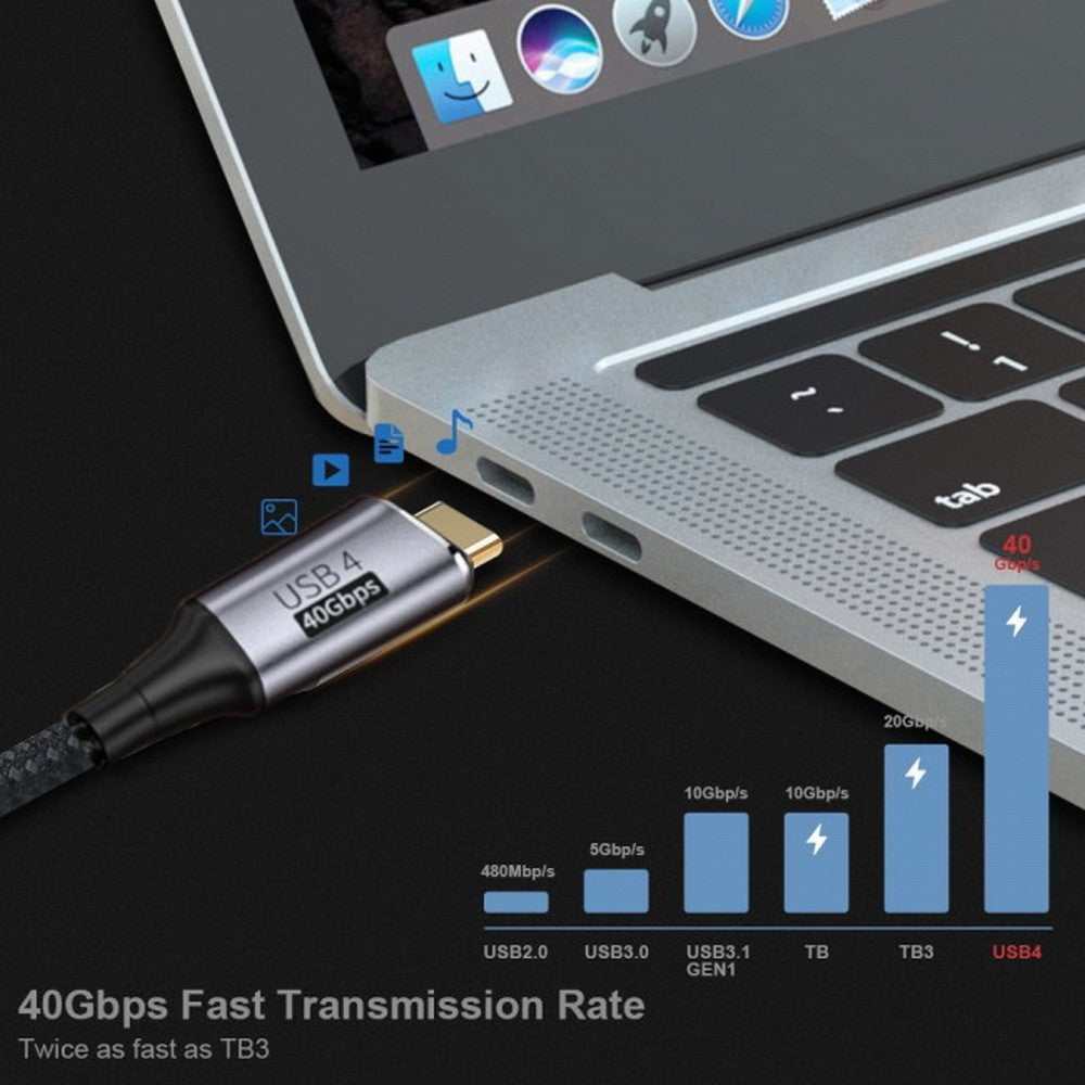 Angled USB4 Cable 40Gbps with 100W Charging and 8K@60Hz 5K@60Hz USB4.0 Compatible with Thunderbolt3/4 CC-UC-076-RI