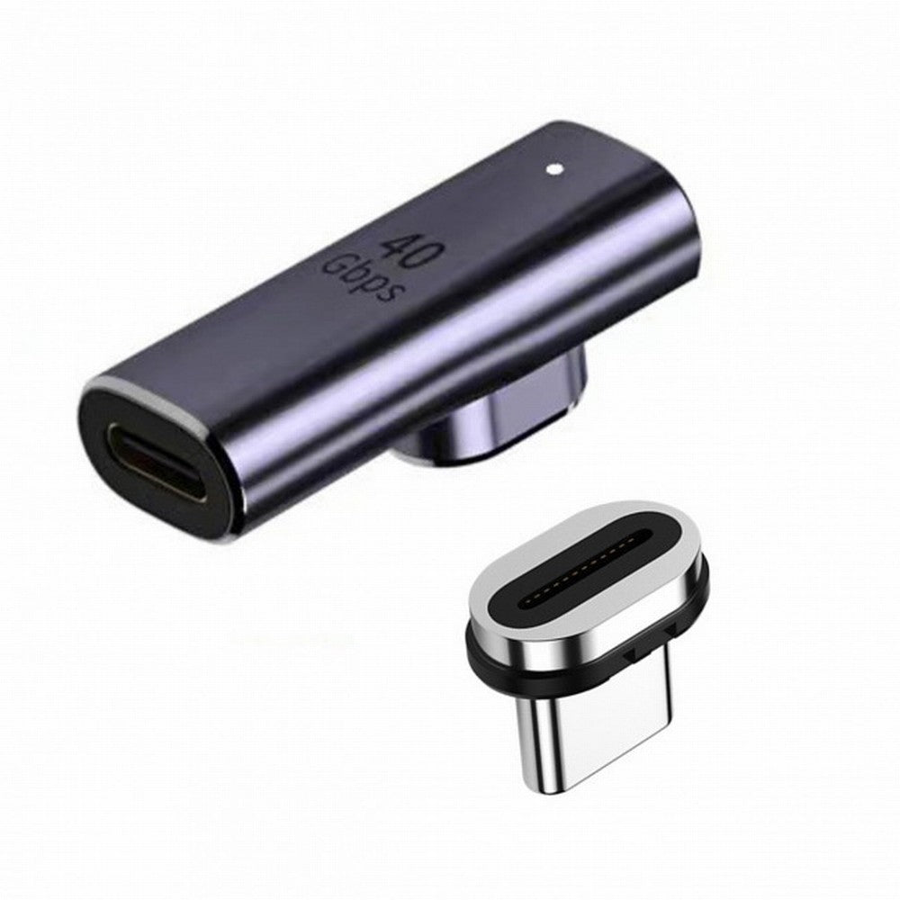Magnetic Connector 40Gbps USB4 Type C Male to Female Low Profile Right Angled 100W Power Data 8K Video Adapter for Laptop Phone UC-028-LP