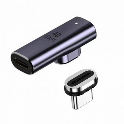 Magnetic Connector 40Gbps USB4 Type C Male to Female Low Profile Right Angled 100W Power Data 8K Video Adapter for Laptop Phone UC-028-LP