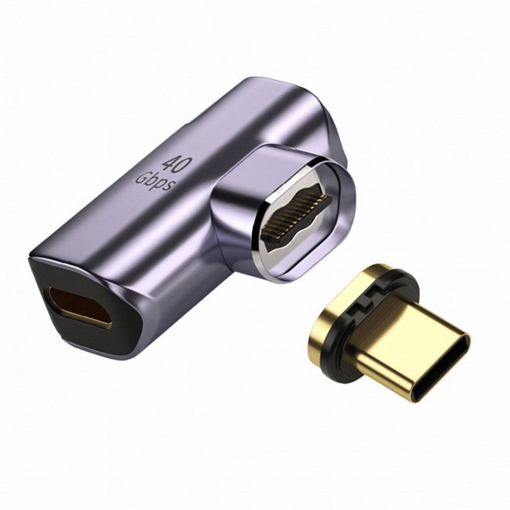 Magnetic Connector 40Gbps USB4 Type C Male to Female 90 Degree Left Right Angled 100W Power Data 8K Video Adapter for Laptop Phone UC-028-RI