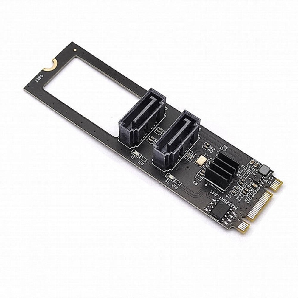 NGFF Key B+M PCI Express to SATA 3.0 6Gbps Dual Ports Vertical Adapter Converter Hard Drive Extension Card JMB582 2280 SA-042