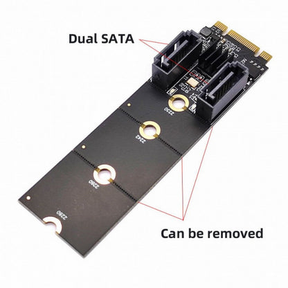 NGFF Key B+M PCI Express to SATA 3.0 6Gbps Dual Ports Vertical Adapter Converter Hard Drive Extension Card JMB582 2230 2242 2260 2280 SA-043