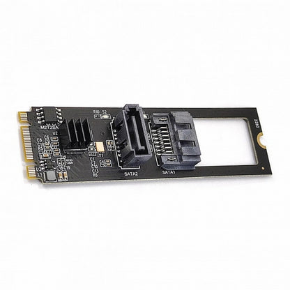 NGFF Key B+M PCI Express to SATA 3.0 6Gbps Dual Ports Vertical Horizontal Adapter Converter Hard Drive Extension Card JMB582 2280 SA-044