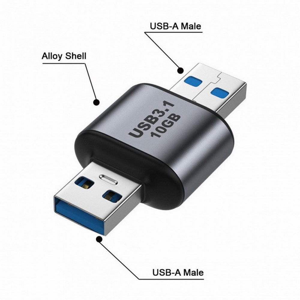 USB 3.0/3.1 Type A Male to USB 3.0/3.1 A Male Data Adapter 10Gbps Extension for Laptop Desktop UC-082-AMAM