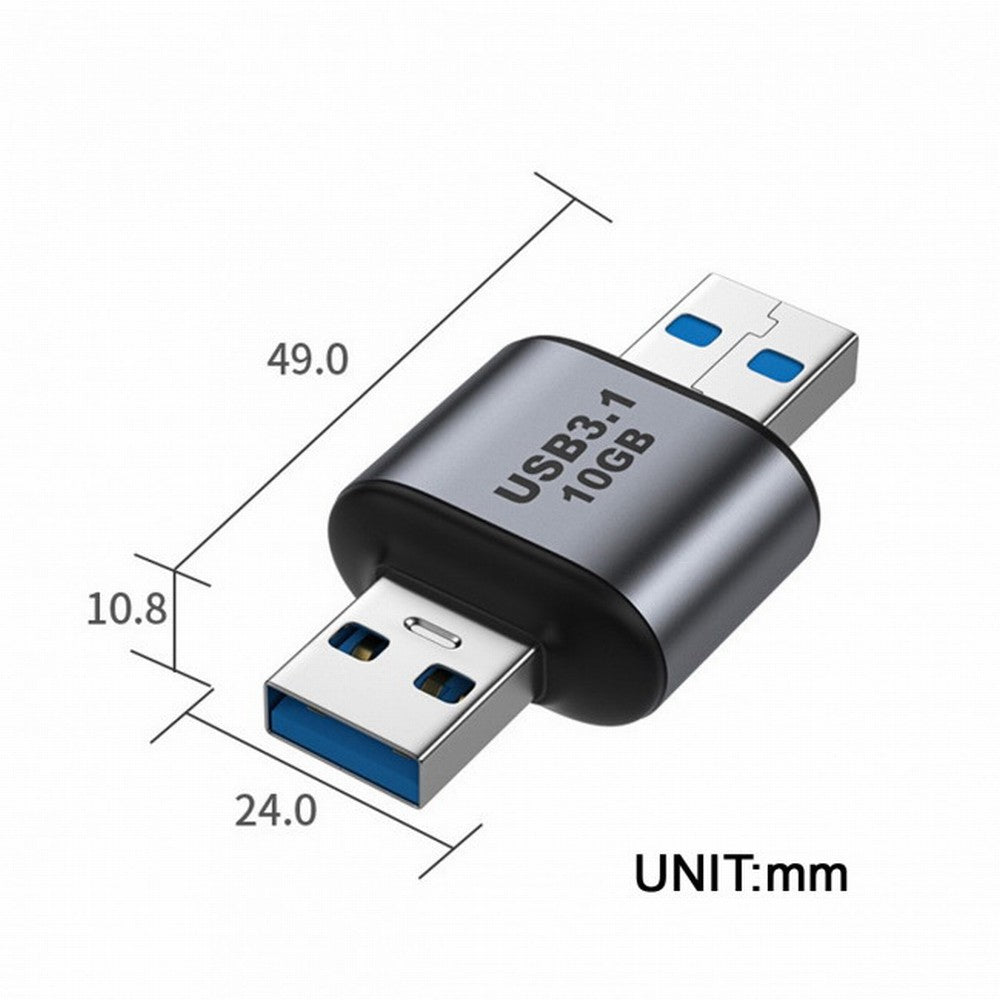 USB 3.0/3.1 Type A Male to USB 3.0/3.1 A Male Data Adapter 10Gbps Extension for Laptop Desktop UC-082-AMAM