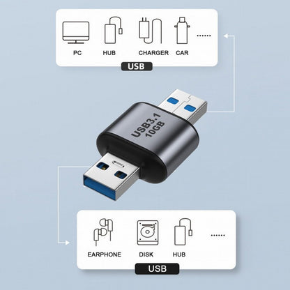 USB 3.0/3.1 Type A Male to USB 3.0/3.1 A Male Data Adapter 10Gbps Extension for Laptop Desktop UC-082-AMAM