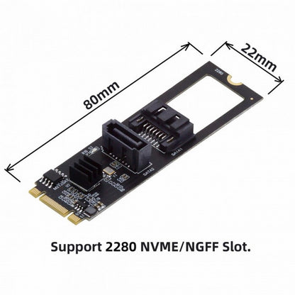 NGFF Key B+M PCI Express to SATA 3.0 6Gbps Dual Ports Vertical Horizontal Adapter Converter Hard Drive Extension Card JMB582 2280 SA-044