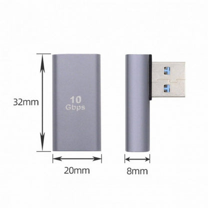 10Gbps USB3.0 Male to Female Extension Power Data Video Adapter Low Profile 90 Degree Left Angled Type U3-018-LP