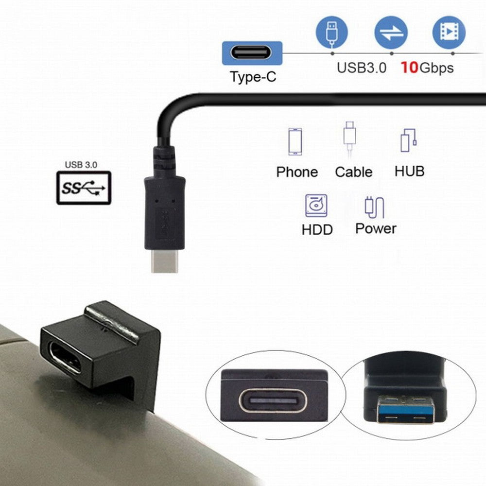 USB-C Type C Female Opposite U Shape Back Angled to USB 3.0 A Male Data Adapter for Laptop Desktop UC-067-OS