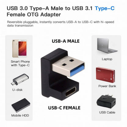 USB-C Type C Female Opposite U Shape Back Angled to USB 3.0 A Male Data Adapter for Laptop Desktop UC-067-OS