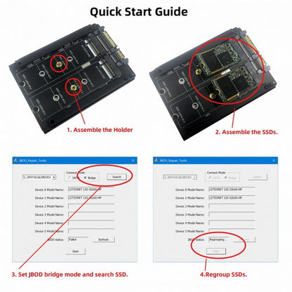 Dual NGFF B+M Key M.2 SSD Card JBOD Raid0 Span Bridge to 2.5inch SATA Combo HDD Disk Drive Enclosure SA-031
